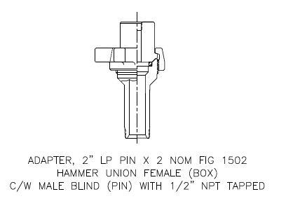 Китай Кроссоверы, адаптер 2" LP PIN X 2" FIG 1502 HAMMER UNION FEMALE (BOX) COMPLETE ASSY WITH MAN BLIND (PIN) WITH 1/2" NPT поставщик