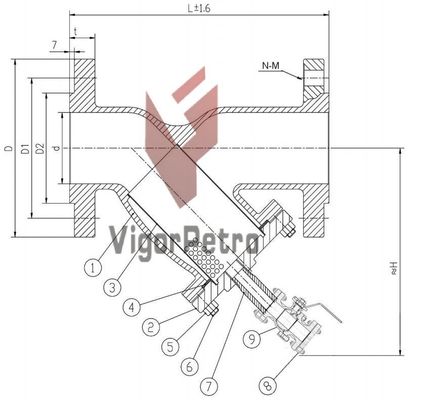 Стиратель Y типа 6" 600# RF Flanged Body ASTM A216 GR WCB с 3⁄4" Flanged Ball Valve для слива с слепым фланцем поставщик