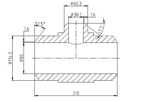 TEE UNEQUAL 4-1/16" X 2-1/16" X 4-1/16" BW API SCH XXS CL 5000 Материалы 4130 поставщик